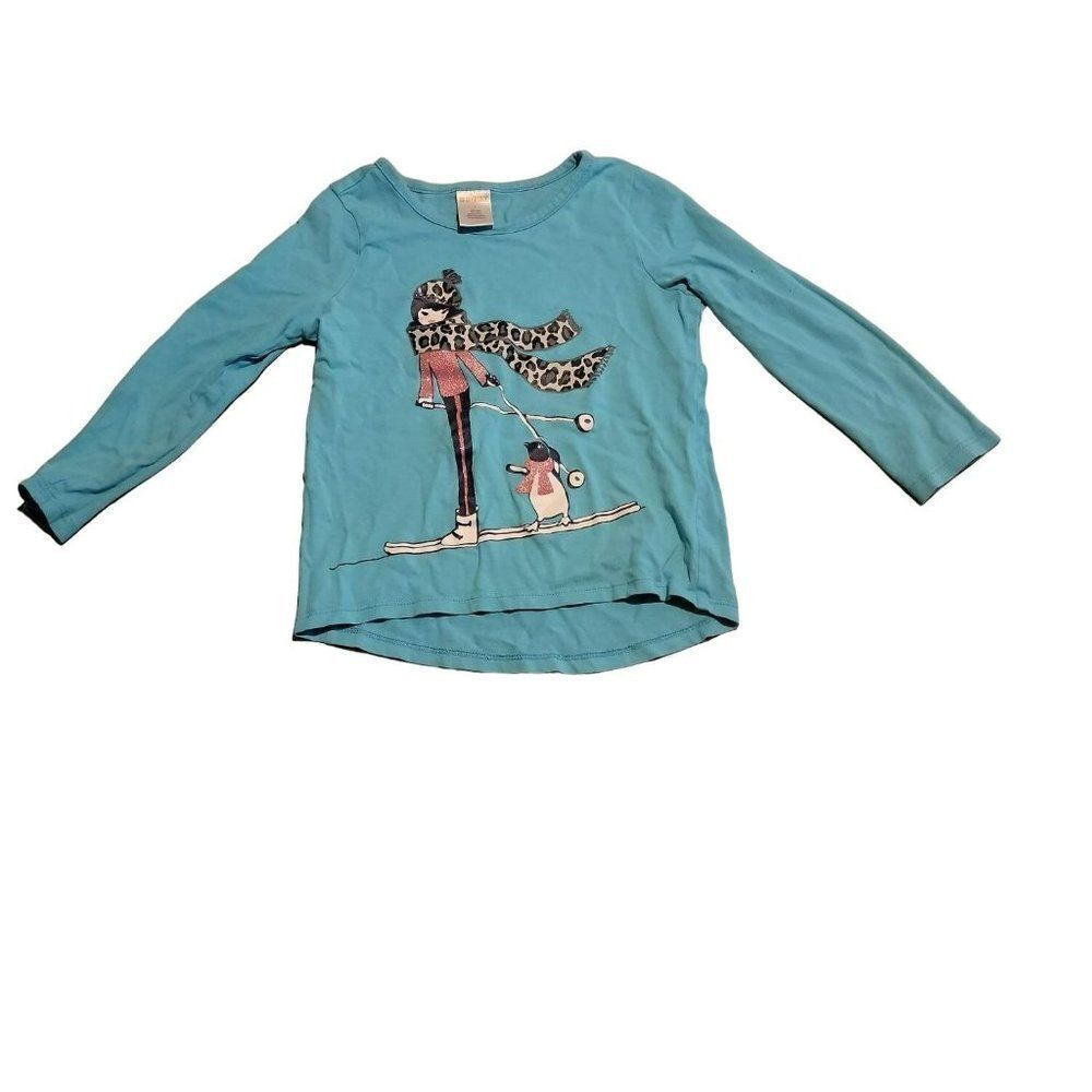 Gymboree Girls Blue Multi Cotton Crew Neck Long Sleeve Pullover Top Size 4